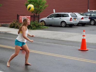2012 Photo Gallery - Playing soccer on Main Street during Chatham Summerfest 2012