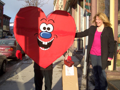 2011 photo gallery - Cathi Bruneau and a box of Chocolates on Main Street in Chatham